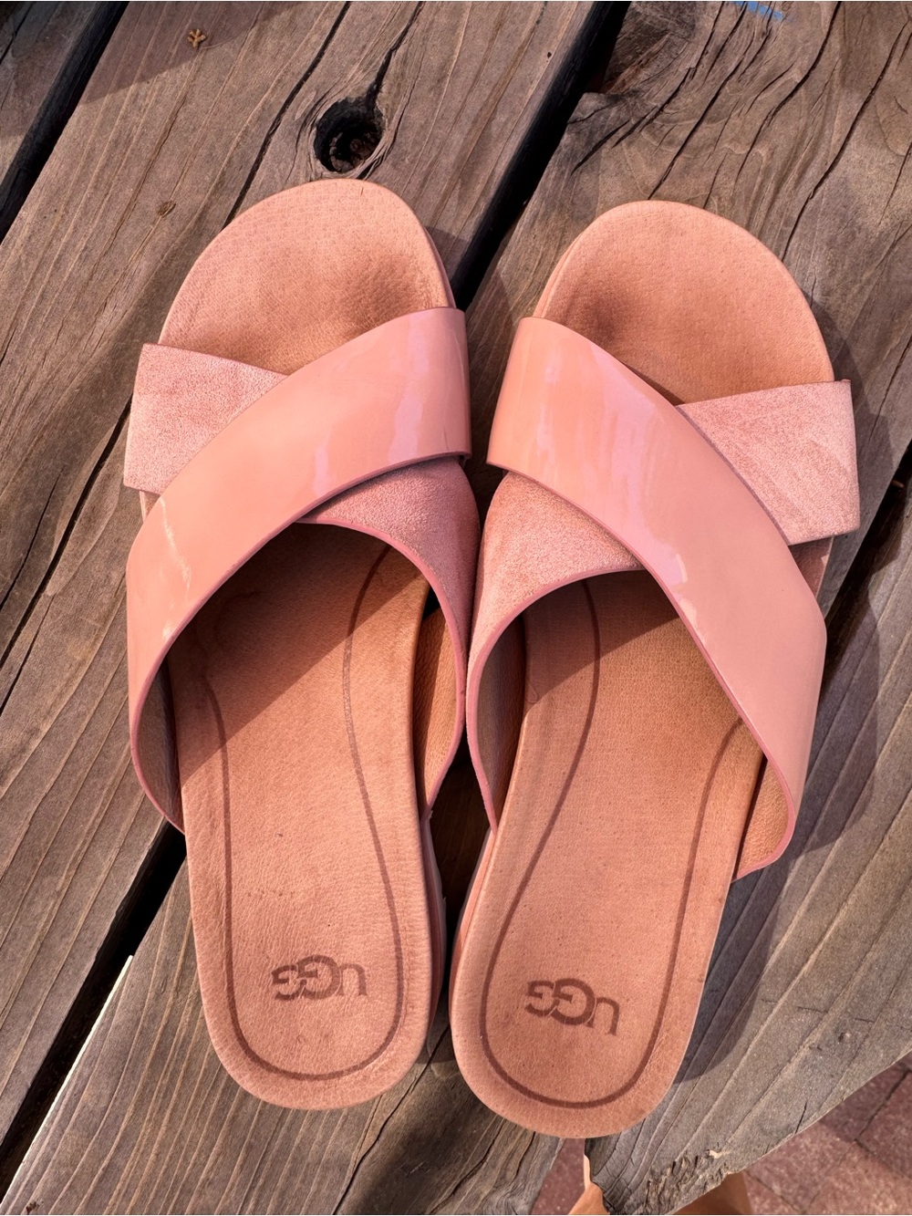 UGG Blush Pink Crisscross Slide Sandals